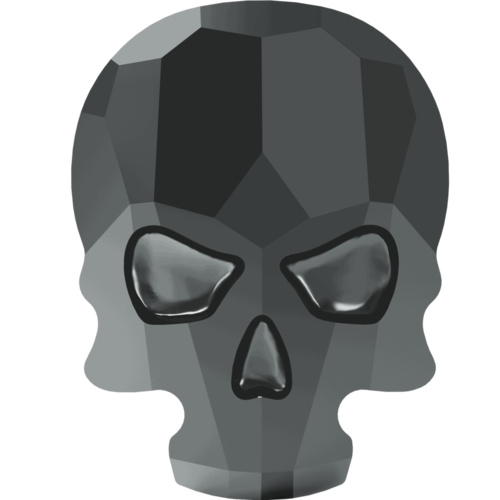 2856 - 7.7mm x 10mm - Jet Hematite (280 HEM) - Skull Hot Fix Flat Back Crystal