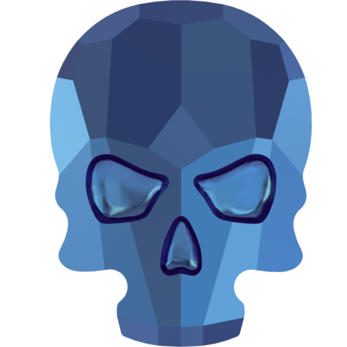 2856 - 7.7mm x 10mm - Crystal Metallic Blue F (001 METBL) - Skull No Hot Fix Flat Back Crystal