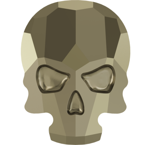 2856 - 7.7mm x 10mm - Crystal Metallic Light Gold F (001 MLGLD) - Skull No Hot Fix Flat Back Crystal