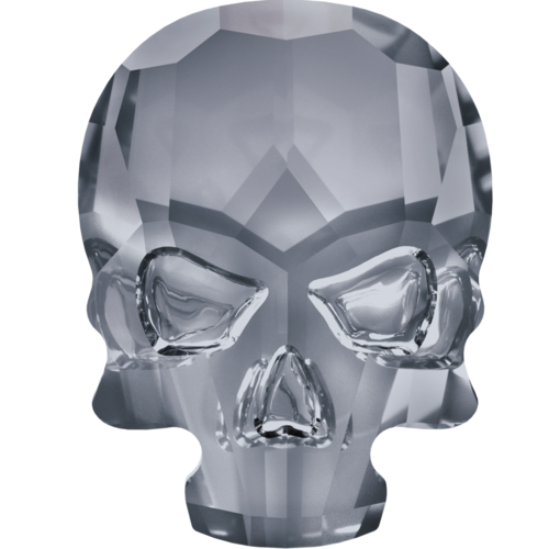 2856 - 7.7mm x 10mm - Crystal Silver Night (001 SINI) - Skull No Hot Fix Flat Back Crystal
