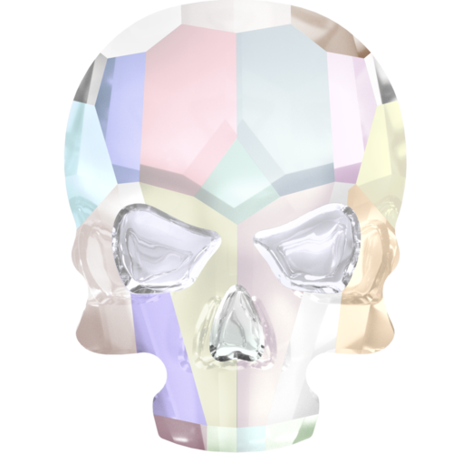 2856 - 10.5mm x 14mm - Crystal AB F (001 AB) - Skull No Hot Fix Flat Back Crystal