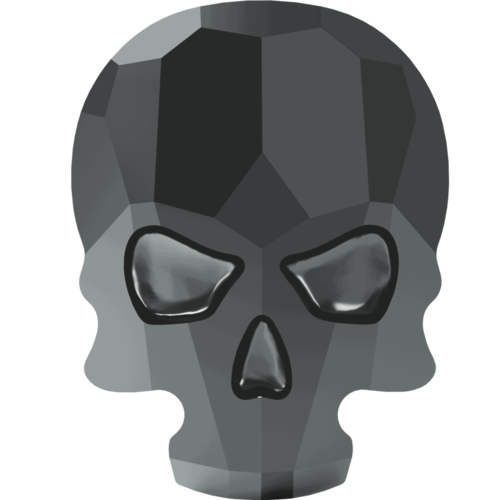 2856 - 10.5mm x 14mm - Jet Hematite (280 HEM) - Skull No Hot Fix Flat Back Crystal