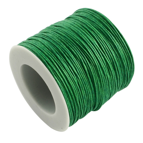1mm Waxed Cotton Cord - Green - sold per 10m Spool
