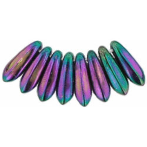 3mm x 10mm 1-Hole Dagger - Purple Iris - 21495 -  100 Bead Strand