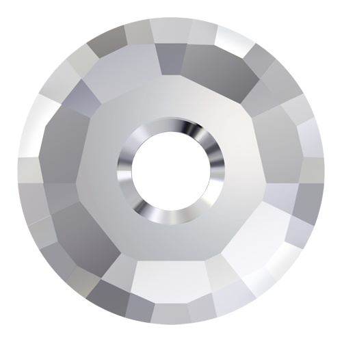 3129 - 7mm - Crystal P288 (001) - Round Centre Large Hole Sew-On Crystal