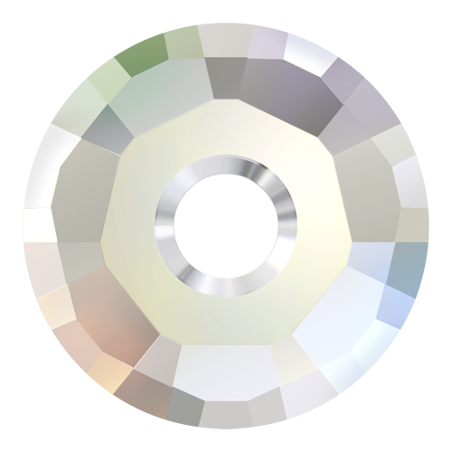3129 - 7mm - Crystal AB P288 (001 AB) - Round Centre Large Hole Sew-On Crystal