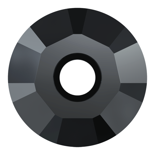 3129 - 7mm - Jet Hematite P288 (280 HEM) - Round Centre Large Hole Sew-On Crystal