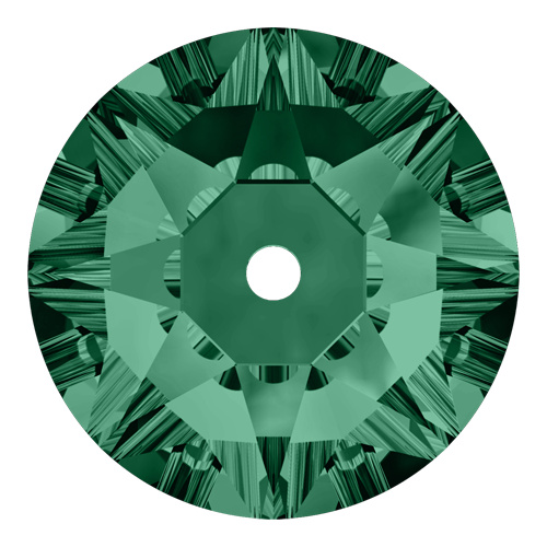 3188 - 4mm - Emerald F (205) - Xirius Round Lochrose Sew-On Crystal