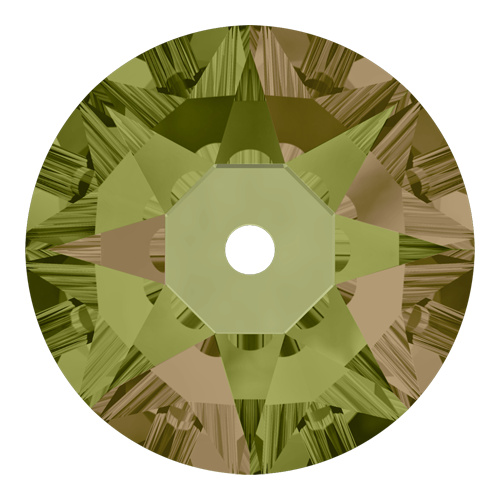 3188 - 5mm - Crystal Luminous Green F (001 LUMG) - Xirius Round Lochrose Sew-On Crystal