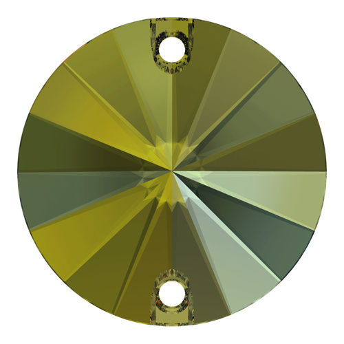 3200 - 14mm - Crystal Iridescent Green F (001 IRIG) - Two Hole Rivoli Sew-On Crystal
