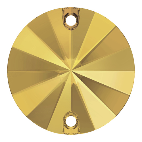3200 - 14mm - Crystal Metallic Sunshine F (001 METSH) - Two Hole Rivoli Sew-On Crystal