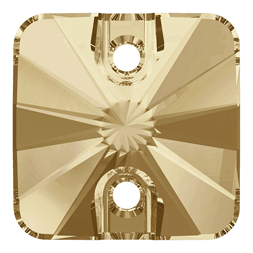 3201 - 10mm - Crystal Golden Shadow F (001 GSHA) - Square Rivoli Sew-On Crystal
