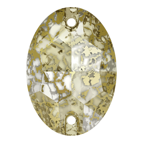 3210 - 16mm x 11mm - Crystal Gold Patina F (001 GOLPA) - Oval Sew-On Crystal
