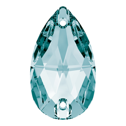 Pack of 2 - 3230 - 28mm x 17mm - Light Turquoise F (263) - Pear Drop Sew-On Crystal