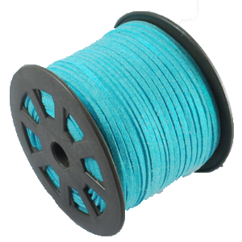 3mm Faux Suede Cord - Cyan with Glitter