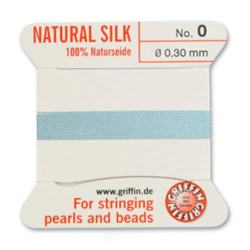 No 0 - 0.30mm - Turquoise Carded Bead Cord 100% Natural Silk 