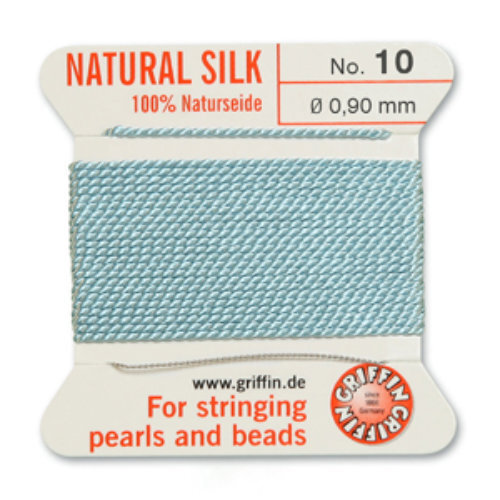 No 10 - 0.90mm - Turquoise Carded Bead Cord 100% Natural Silk 