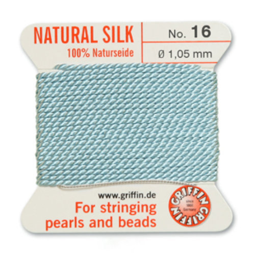No 16 - 1.05mm - Turquoise Carded Bead Cord 100% Natural Silk 