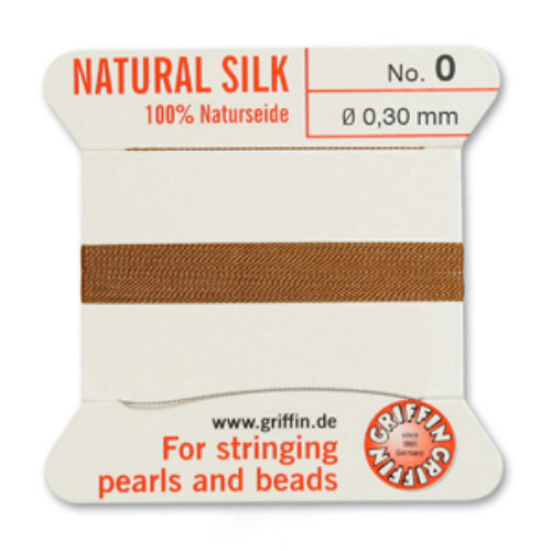 No 0 - 0.30mm - Cornelian Carded Bead Cord 100% Natural Silk 