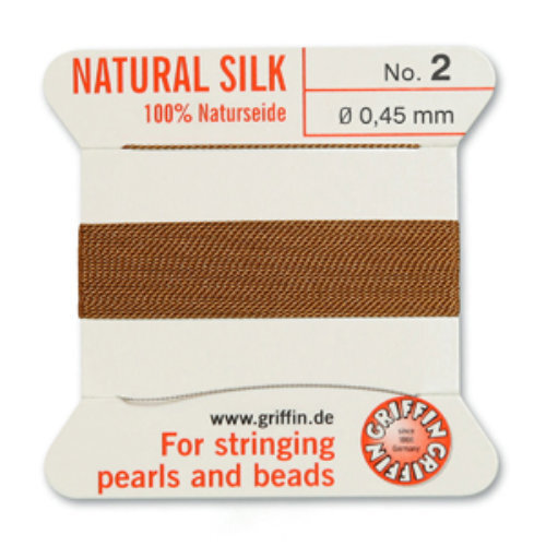 No 2 - 0.45mm - Cornelian Carded Bead Cord 100% Natural Silk 