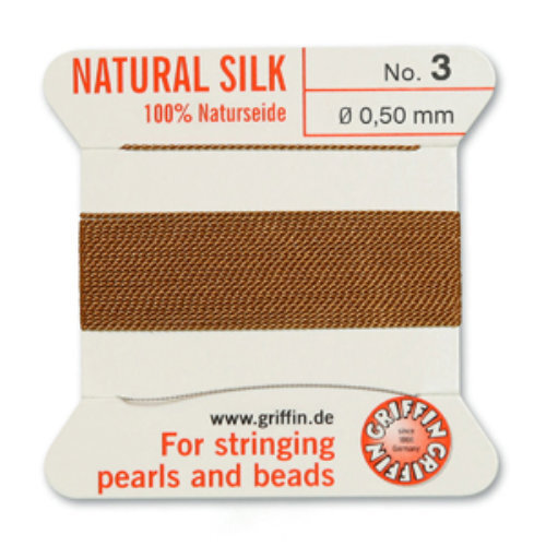 No 3 - 0.50mm - Cornelian Carded Bead Cord 100% Natural Silk 
