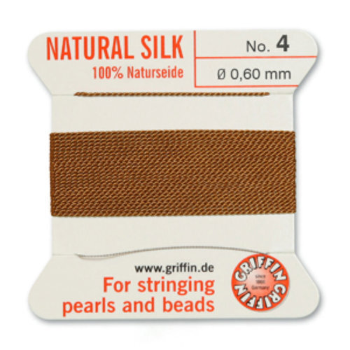 No 4 - 0.60mm - Cornelian Carded Bead Cord 100% Natural Silk 