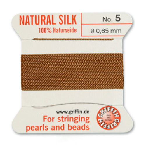 No 5 - 0.65mm - Cornelian Carded Bead Cord 100% Natural Silk 