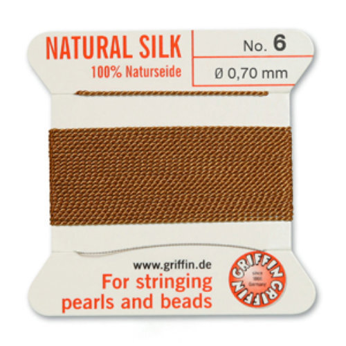 No 6 - 0.70mm - Cornelian Carded Bead Cord 100% Natural Silk 