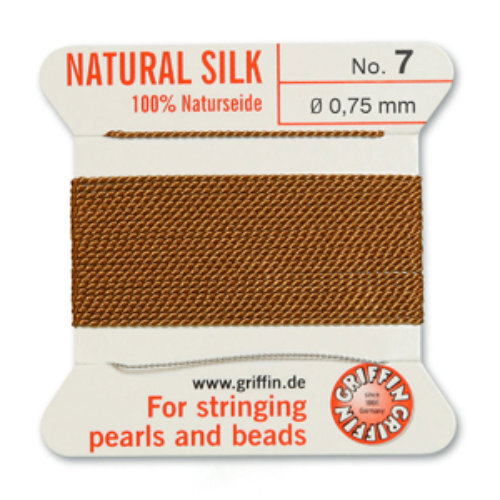 No 7 - 0.75mm - Cornelian Carded Bead Cord 100% Natural Silk 