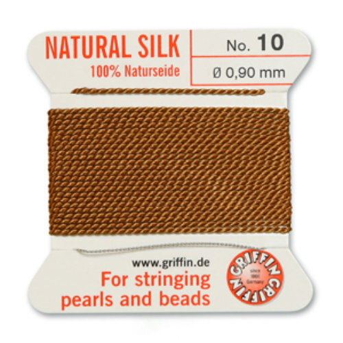 No 10 - 0.90mm - Cornelian Carded Bead Cord 100% Natural Silk 