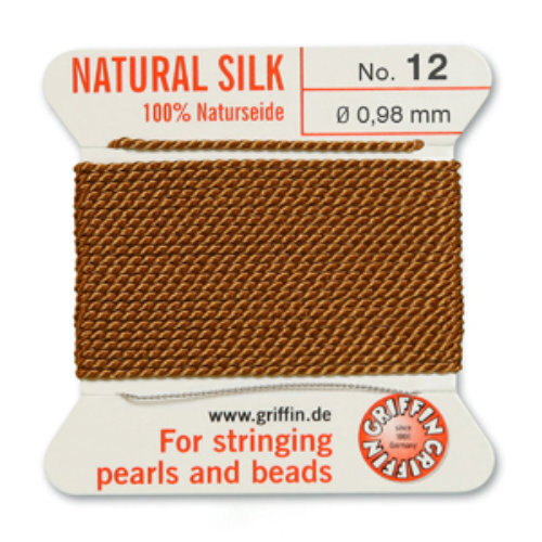 No 12 - 0.98mm - Cornelian Carded Bead Cord 100% Natural Silk 