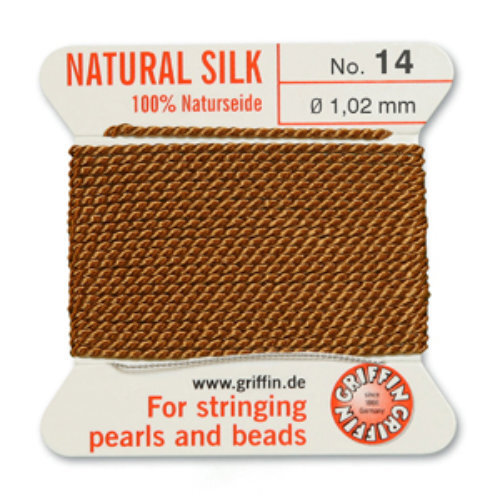 No 14 - 1.02mm - Cornelian Carded Bead Cord 100% Natural Silk 