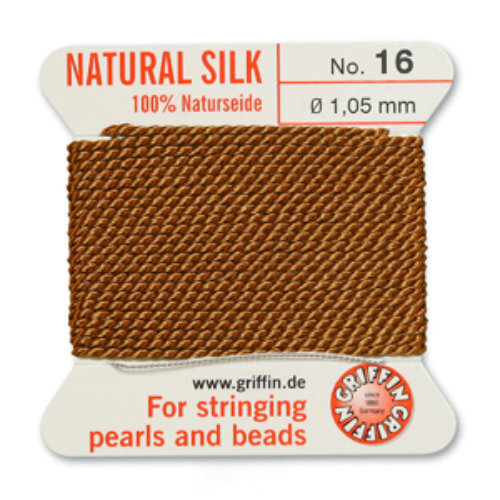 No 16 - 1.05mm - Cornelian Carded Bead Cord 100% Natural Silk 