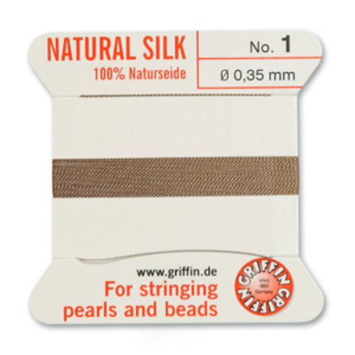 No 1 - 0.35mm - Beige Carded Bead Cord 100% Natural Silk 
