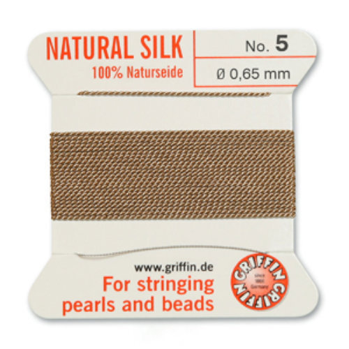 No 5 - 0.65mm - Beige Carded Bead Cord 100% Natural Silk 
