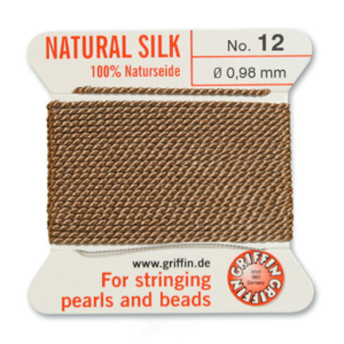 No 12 - 0.98mm - Beige Carded Bead Cord 100% Natural Silk 
