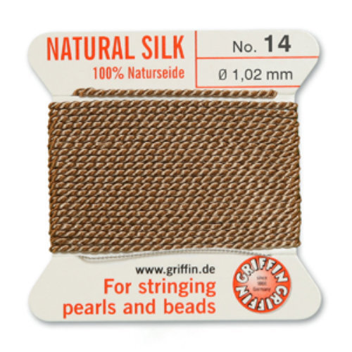 No 14 - 1.02mm - Beige Carded Bead Cord 100% Natural Silk 