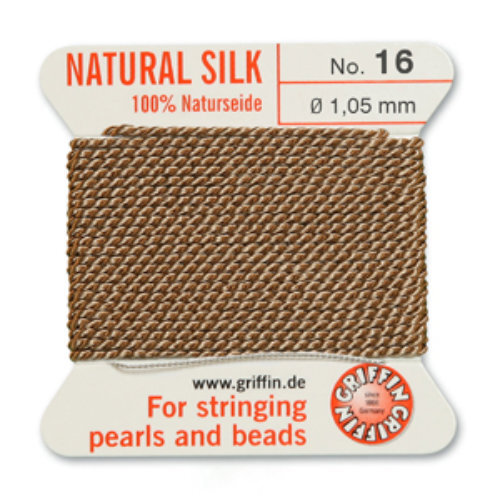 No 16 - 1.05mm - Beige Carded Bead Cord 100% Natural Silk 
