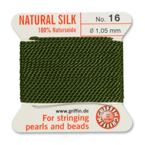 No 16 - 1.05mm - Olive Carded Bead Cord 100% Natural Silk 