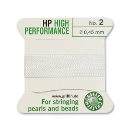 No 2 - 0.45mm - White Carded Bead Cord High Performance