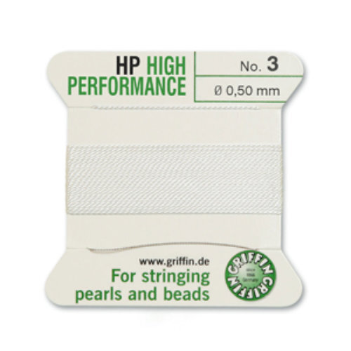 No 3 - 0.50mm - White Carded Bead Cord High Performance