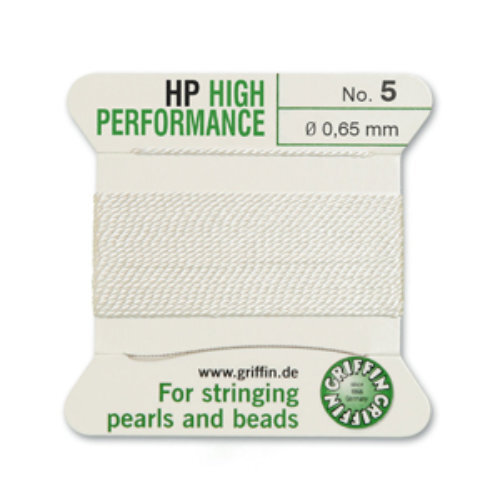 No 5 - 0.65mm - White Carded Bead Cord High Performance