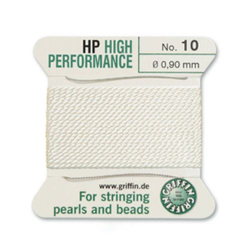 No 10 - 0.90mm - White Carded Bead Cord High Performance