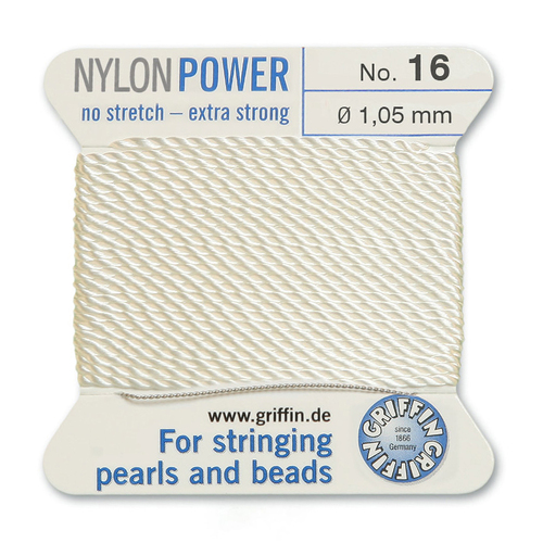 No 16 - 1.05mm - White Carded Bead Cord Nylon Power