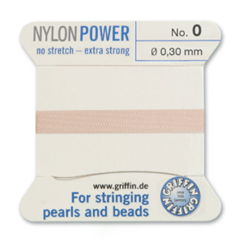 No 0 - 0.30mm - Light Pink Carded Bead Cord Nylon Power