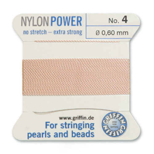 No 4 - 0.60mm - Light Pink Carded Bead Cord Nylon Power