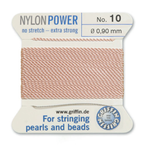 No 10 - 0.90mm - Light Pink Carded Bead Cord Nylon Power