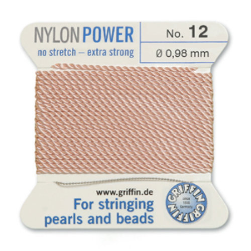 No 12 - 0.98mm - Light Pink Carded Bead Cord Nylon Power