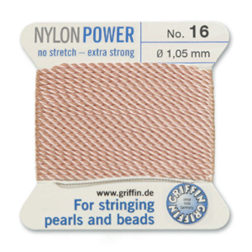 No 16 - 1.05mm - Light Pink Carded Bead Cord Nylon Power