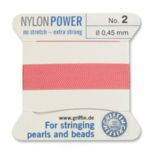 No 2 - 0.45mm - Dark Pink Carded Bead Cord Nylon Power